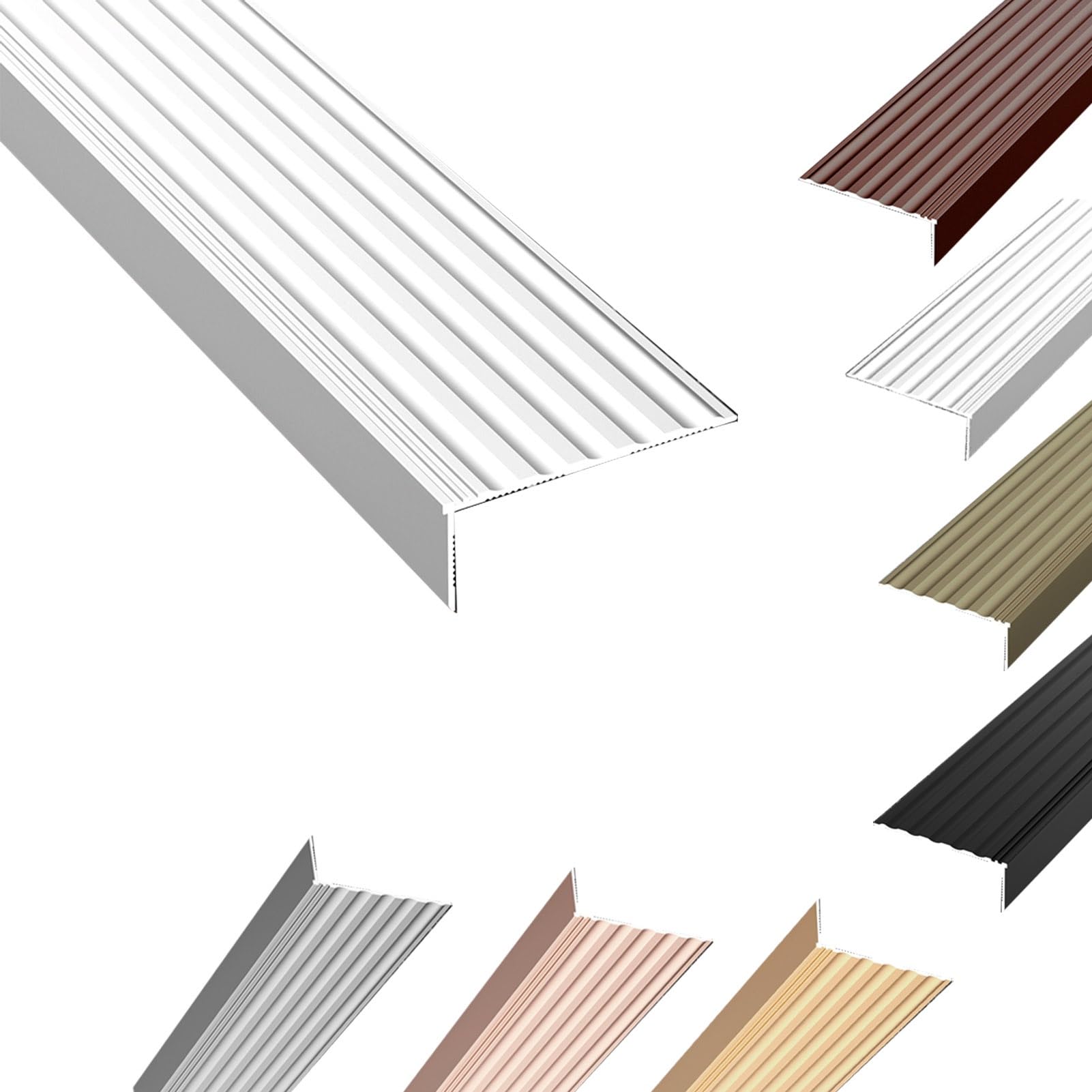 Lshtshf-Ou Natural Color Aluminum Step Edge Protector Trim Non-Slip Stair Nosing Molding Staircases Treads Angle Strip(,110Cm L)