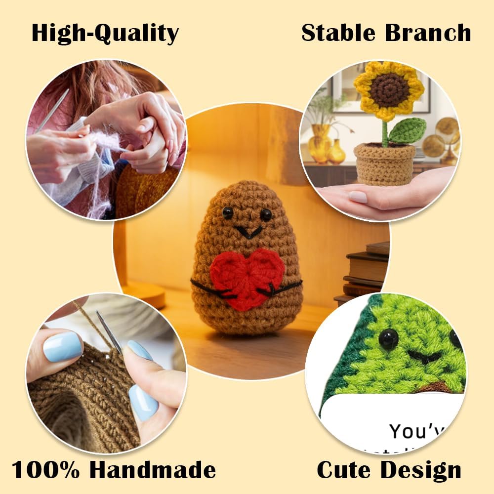 11Pcs Emotional Support Knitted Doll, Crochet Pickle Plush Partner Cute Birthday Gifts Unique Office Decor Office Gifts for Adult