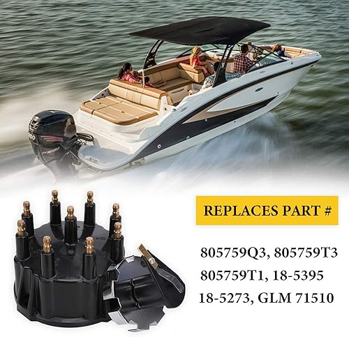 Miniatura 6 de 805759Q3 Kit de tapa de distribuidor y rotor de encendido para motores marinizados 5.0L, 5.7L, 7.4L, 8.2L, 350 V8 con sistemas de encendido