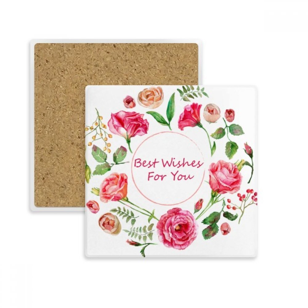Dessous de verre absorbant en pierre véritable motif fleurs de rose