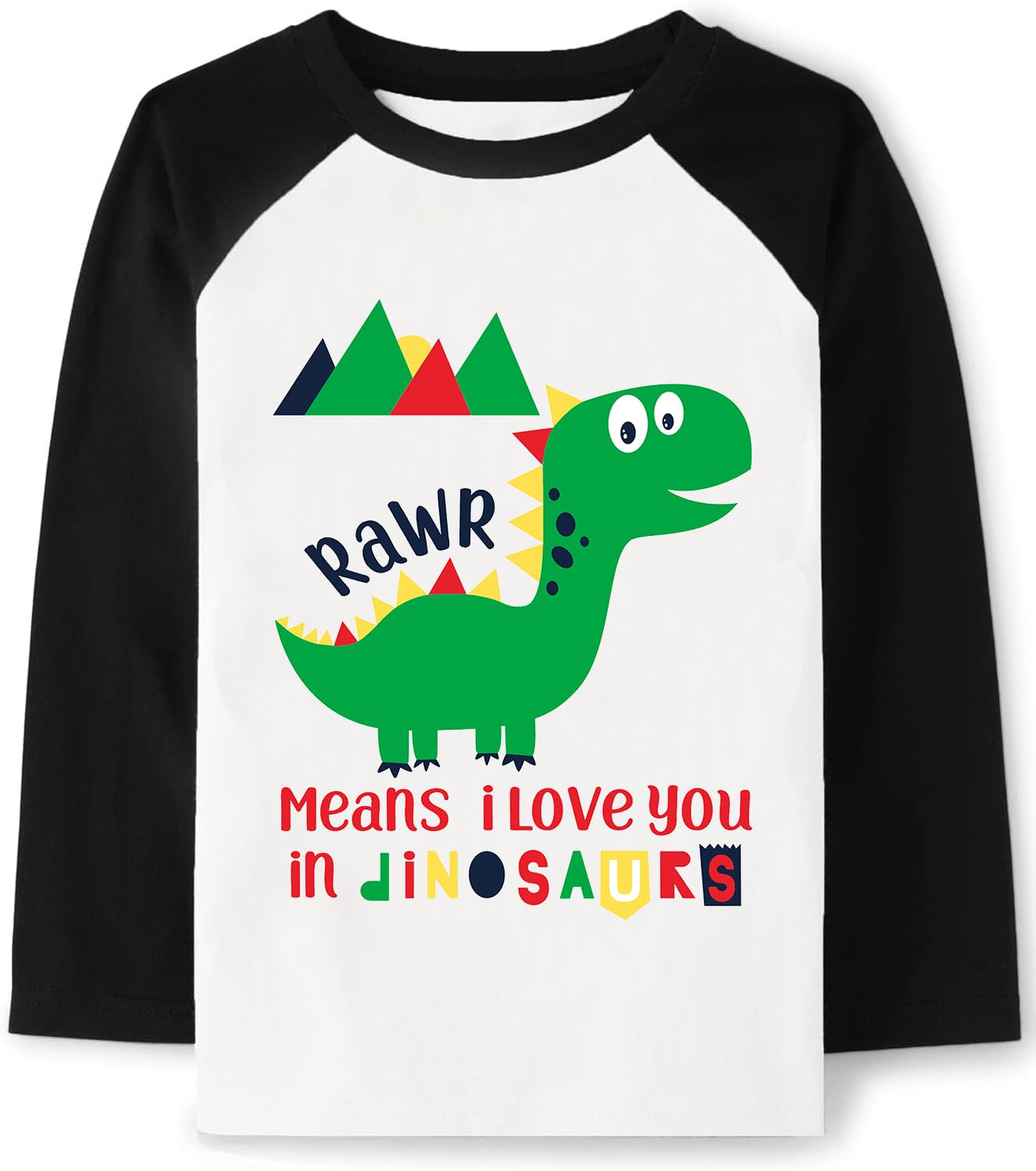 Tkria Boys Girls Valentine Shirts Raglan Long Sleeve Monster Truck Dinosaur Candy Love Heart Tops for Kids 2-10T