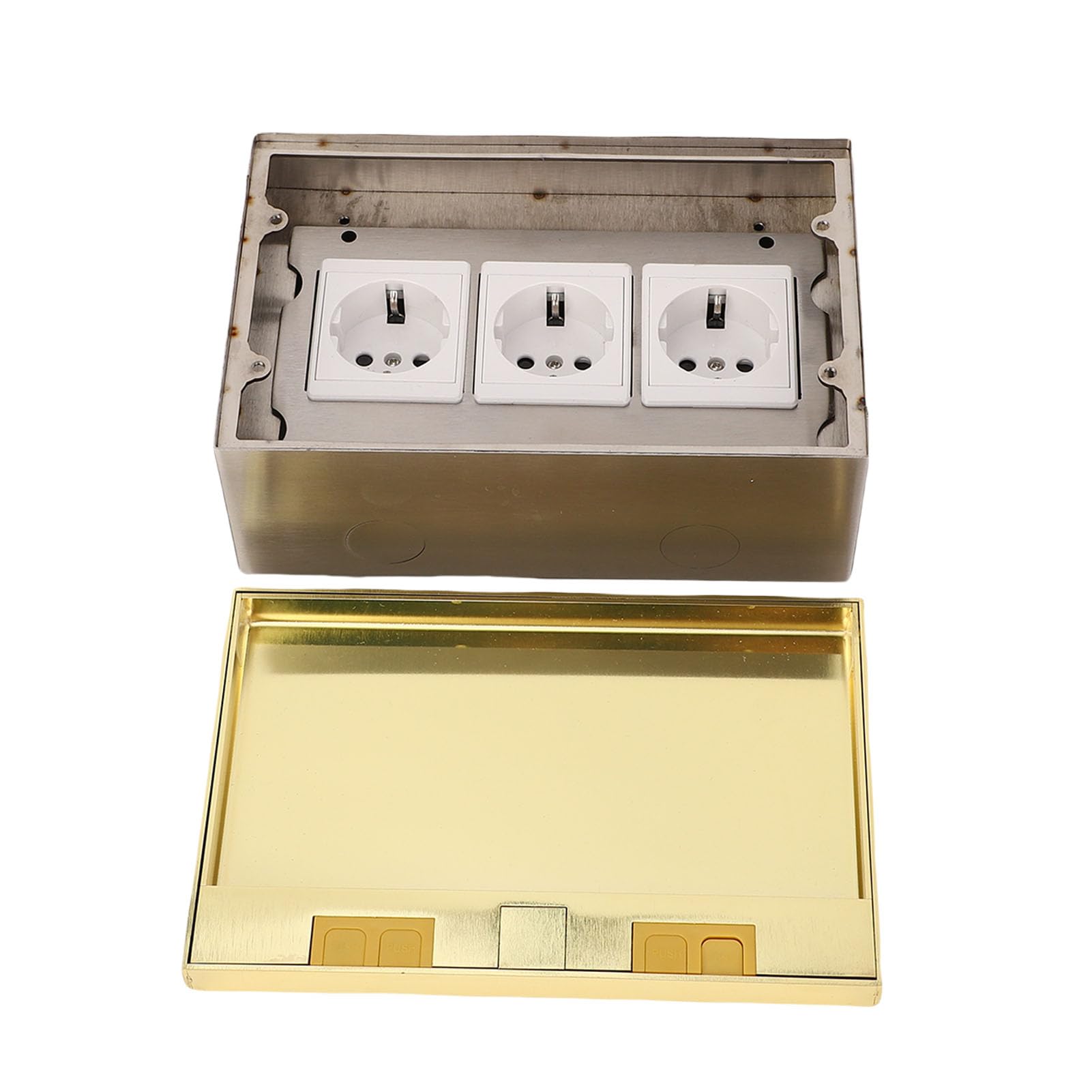 Generic Scatola di Derivazione da Incasso a Pavimento Ritardante L'infiammazione 3 Kit Presa Piatta a Due Fori per Poli 4KW per il Miglioramento Domestico Dorato