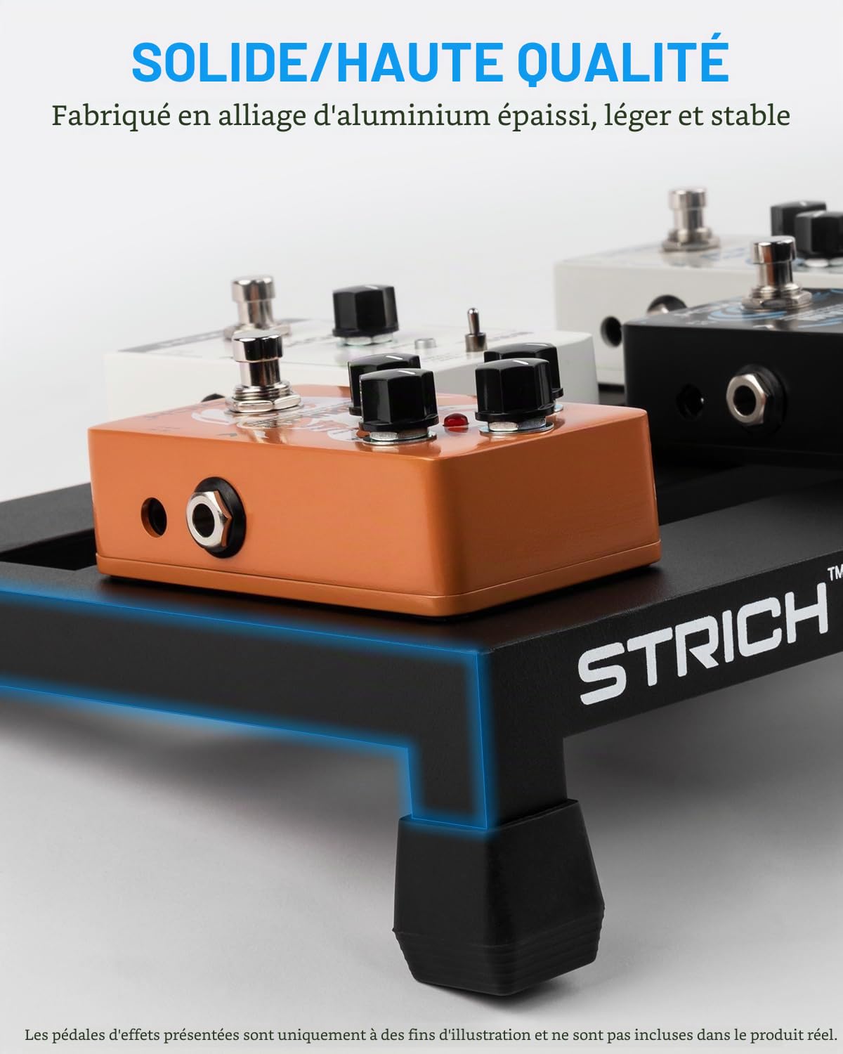 STRICH Pedalboard Guitare, Pédalier de guitare en alliage d'aluminium 0,5 kg Super Light Effect Pedalboard 38,1 x 21,6 cm avec sac de transport, MINI+ 15