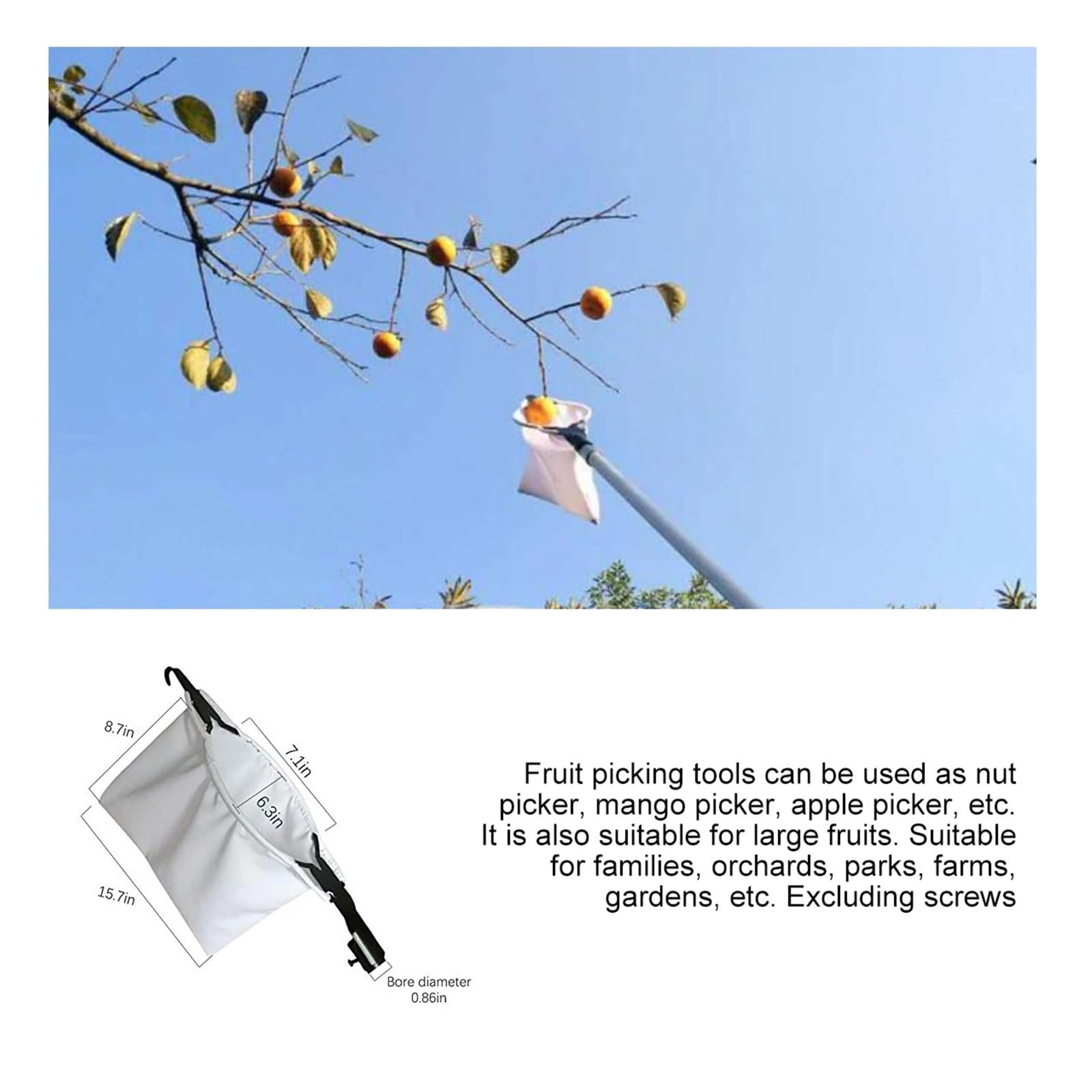 Cueille Fruit Telescopique Cueilleur de Fruits for verger avec Lame, Outil cueillette for Arbres Hauts, for