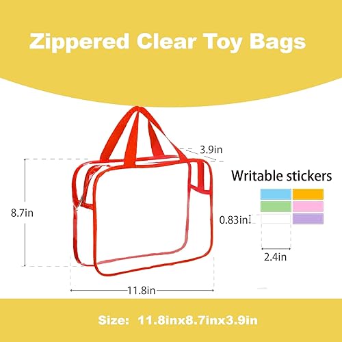 Miniatura 2 de Bolsa de almacenamiento transparente con cremallera, bolsas organizadoras para viajes en casa con asas, para bloques de construcción, rompecabezas,