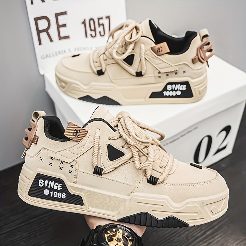 Comfortable Breathable Men's Fashion Skate Sneakers - Non-Slip Lace-Up Shoes with Rubber Sole for All Seasons2