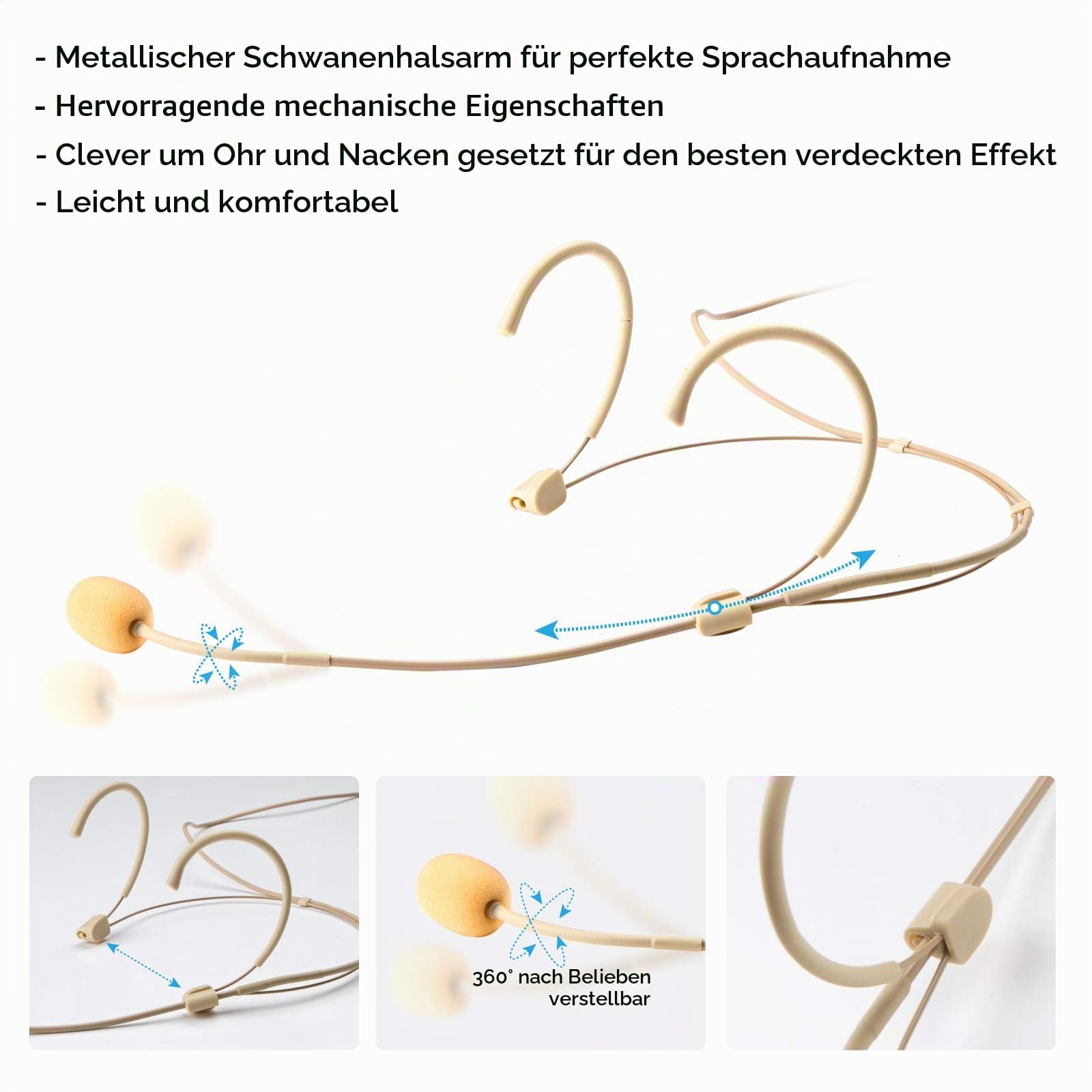 Headset Mikrofon Stirnband mic für Sennheiser kabellos Bodypack Transmitter Taschensender - Ideal für Vorträge, Theater, Podcasts Mit Robust Aufbewahrungsbehälter