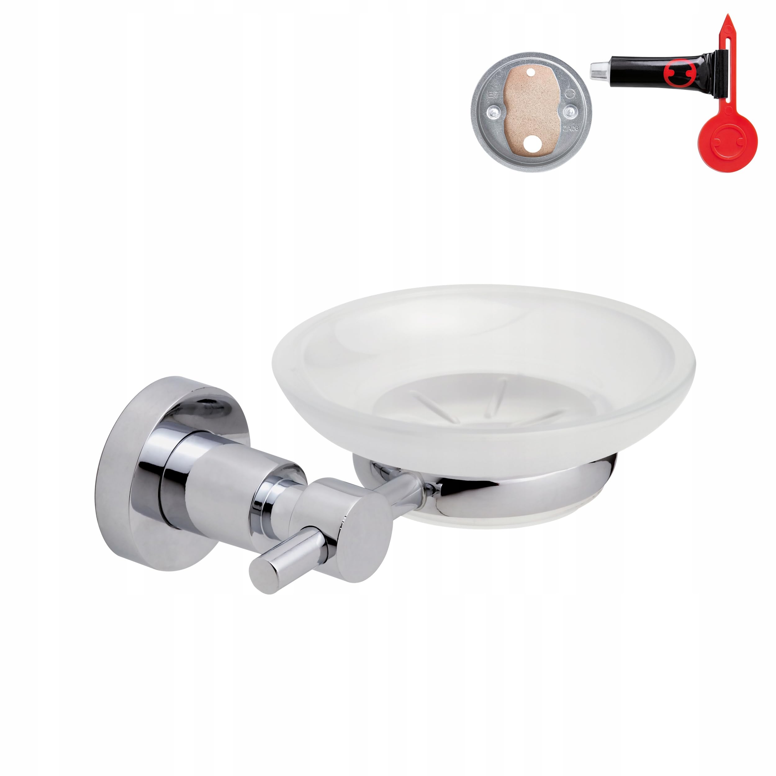 Tesa Uk Standard Tesa® Loxx Soap Holder, High Gloss Chromed Metal, Self-Adhesive, Adhesive Mounting Technology, 115 Mm X 147 Mm X 50 Mm
