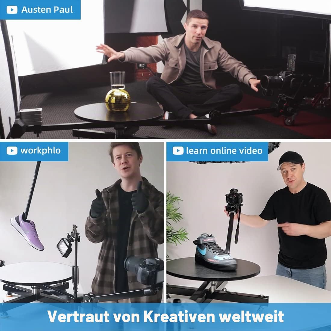 RAUBAY 360 Degree Spinner (Standard Version), 360-Grad-Drehteller, professioneller Drehteller für Fotografie, drehbarer Kameraschieber, Foto-Videokabine, drehbare Tischplattform für kmmerzielles Video