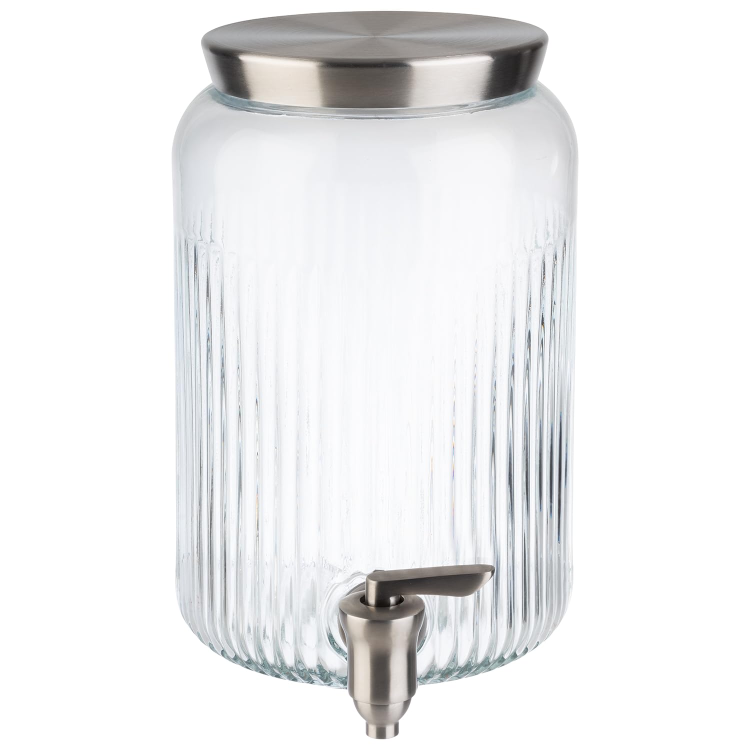 APS 10818 Dispensador de bebidas, 3,8 litros, recipiente de vidrio, grifo de acero inoxidable, Ø 16 cm, altura 25 cm