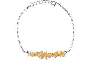 Natural Citrine Chips Bar Bracelet: Healing Crystal Energy