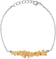 Vista 55 de TGH Pulsera de barra de chips naturales, cristal curativo, pulsera de cuentas crudas chapada en plata, cadena ajustable de 7 + 1 pulgada, regalo