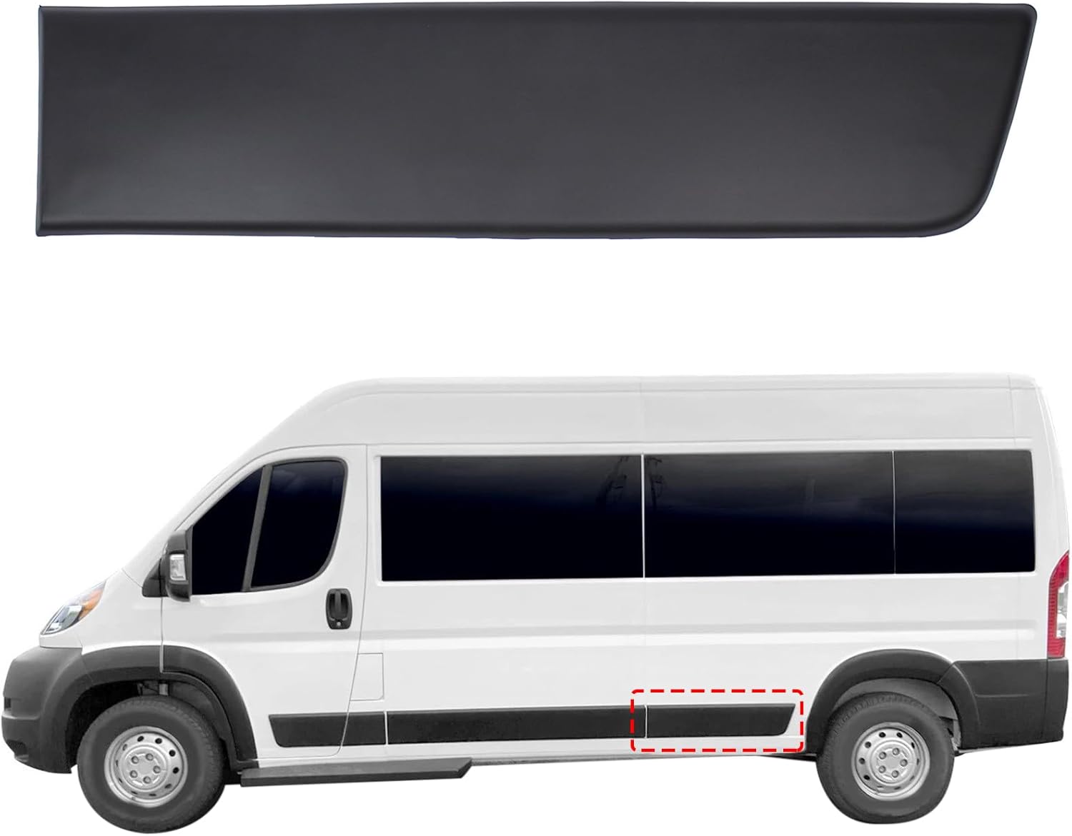 Rear Left Side Quarter Door Molding Panel Extended Black for RAM Promaster 1500 2500 3500 159 Inch Long Wheelbase 2019 2020 2021 2022 2023 2024 Driver Side