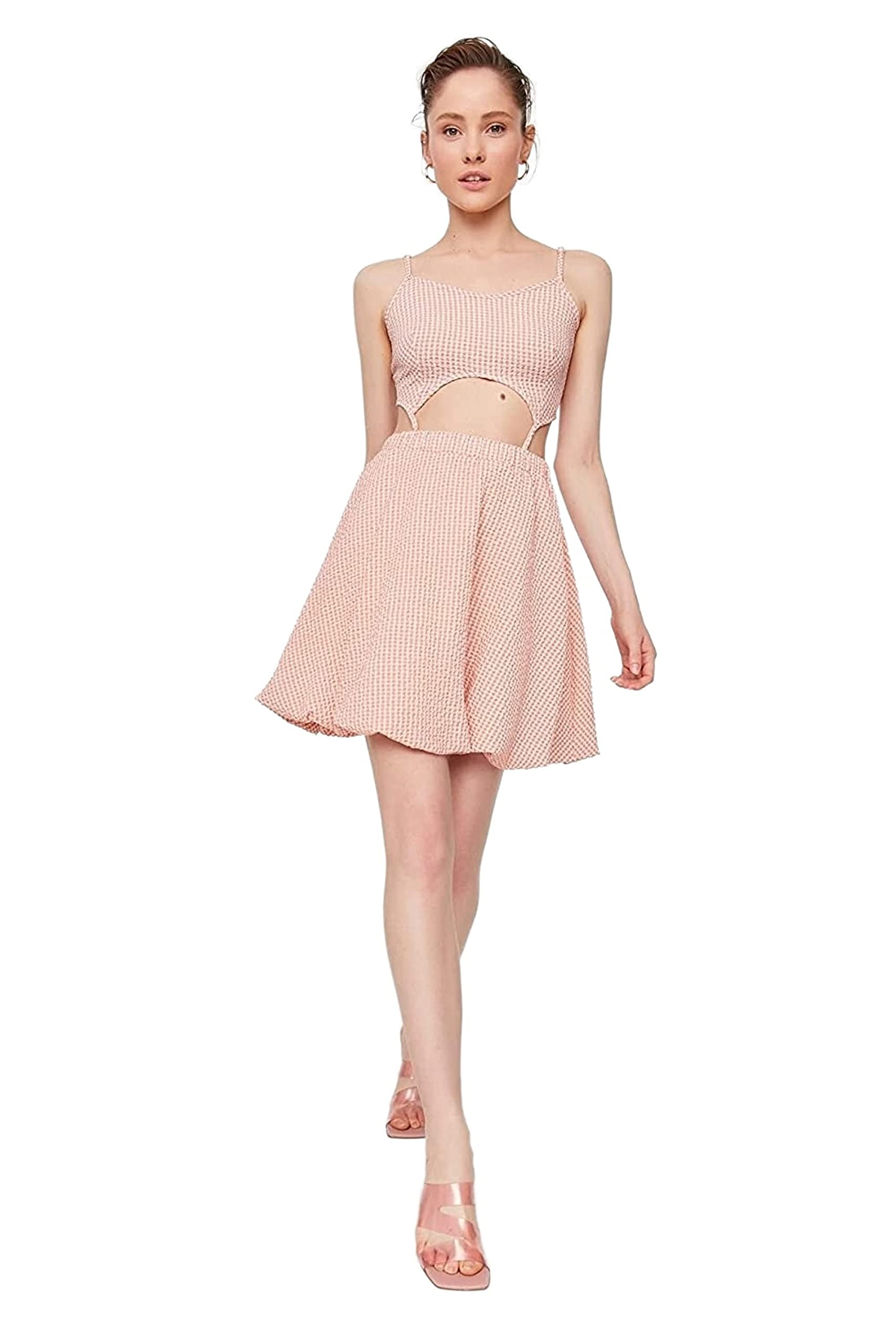 Trendyol Women Mini Skater Regular fit Woven Dress Pink