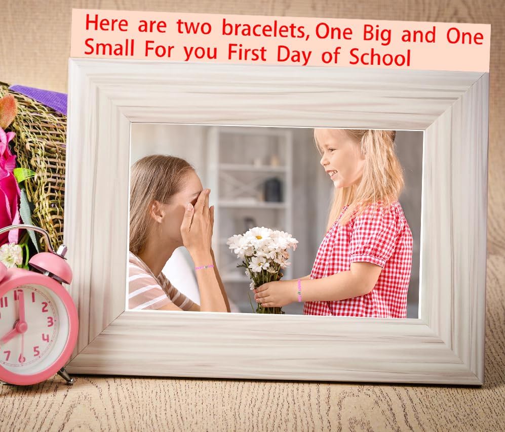 Image of First Day of School Bracelets Matching Heart Bracelets for Mom and Daughter Back to School Bracelets for 2 Braided Adjustable Charm Bracelets Jewellery Present