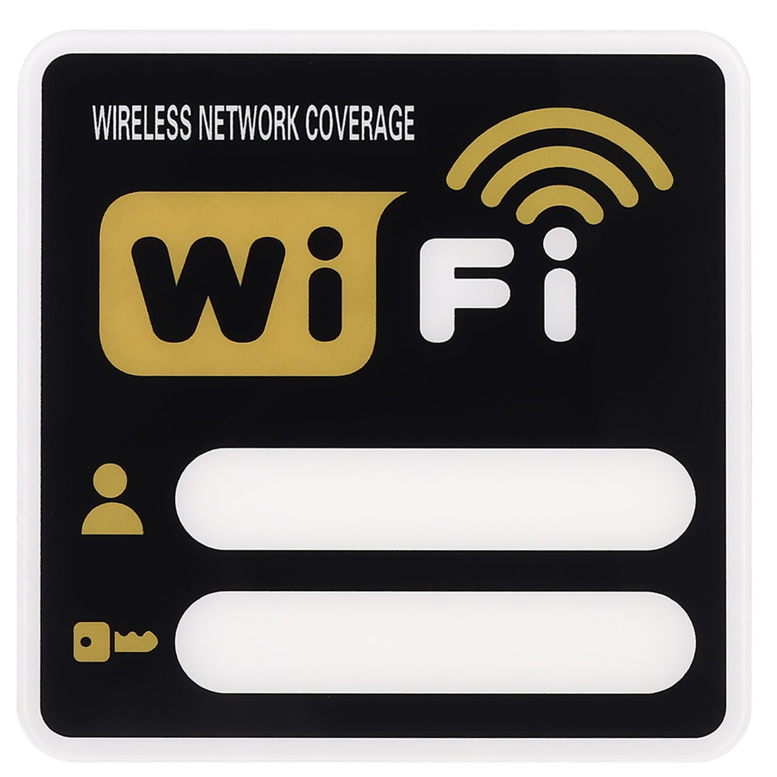 PATIKIL 8" x 8" Wifi Password Sign, 1 Pcs Acrylic WiFi Sign Self Adhesive Writable Free Network Service Notice Board for Guest Room Host Home Office Hotel Restaurant Cafe, Gold