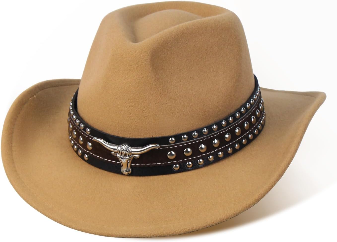 Cowboy Hat for Men & Women - Western Sun Hat with 2 Interchangeable Bands, Wide Brim Outdoor Ranch Hat