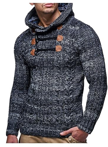 Leif Nelson Men’s Knitted Pullover | Long-sleeved slim fit hoodie | Basic winter hoodie-sweater for Men