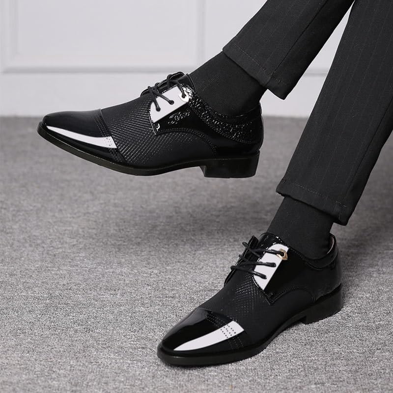 Casual Business Oxford Dress Shoes for Men Comfortable Chunky Heel Simple Lace-up Lug Sole Leather Formal Oxfords Shoes for Office Work3