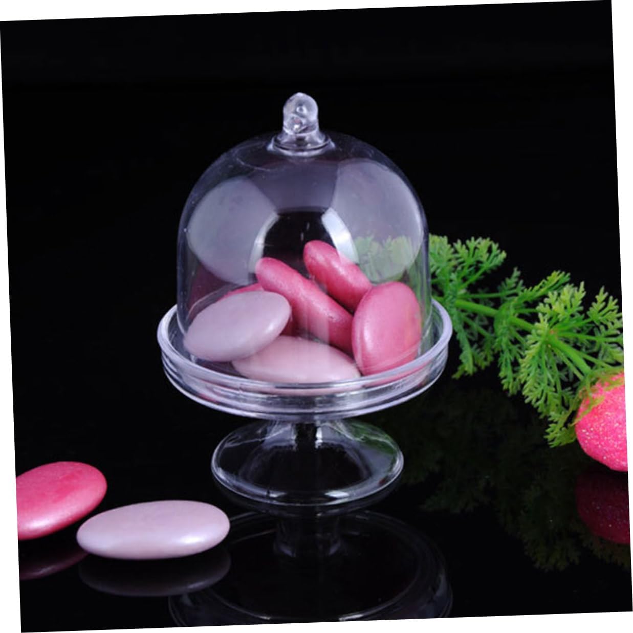 Amosfun 12pcs Plastic Candy Plate with Dome for Party and Buffets Xmas