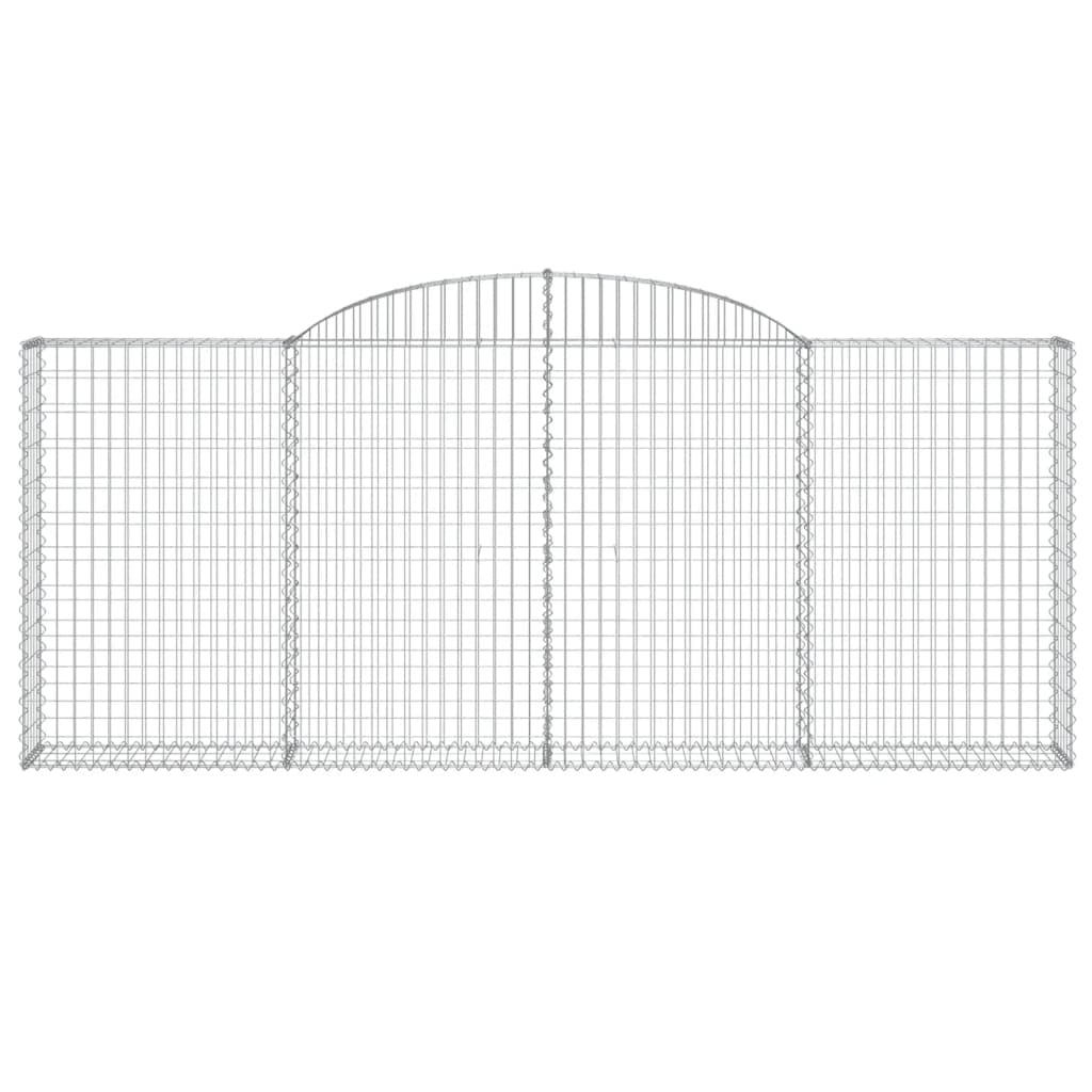 2 gaviones con arco, 300 x 30 x 120/140 cm, hierro galvanizado para barreras de jardín y protección visual como pared decorativa con aislamiento acústico de alambre resistente