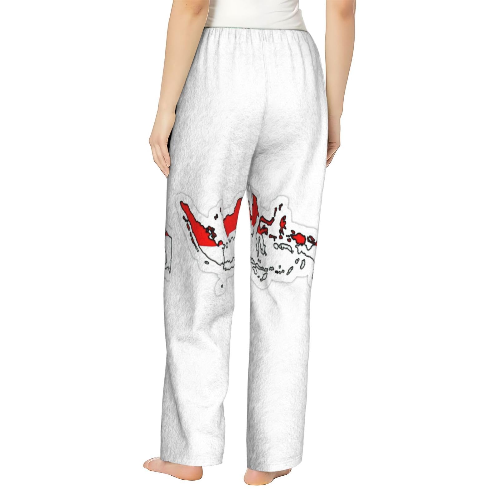 Damen-Schlafanzughose mit indonesischer Flagge, Flanell, Weihnachts-Pyjamahose, warm, bequem, Lounge-Schlafhose für Urlaub und Weihnachten