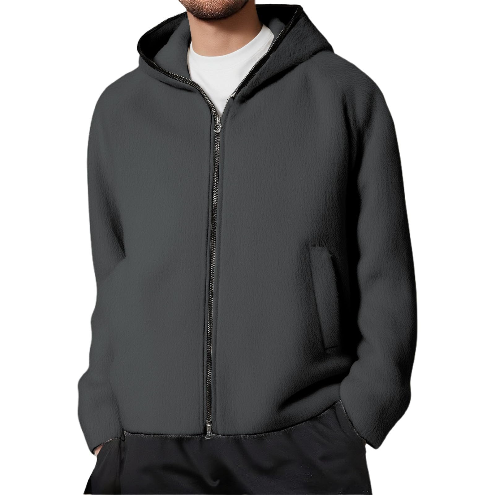 Genérico Sudadera Hombre con Capucha - Chaqueta Informal de Abrigo Ligera cómoda con Cremallera Sudadera con Capucha y Bolsillos para Uso Diario