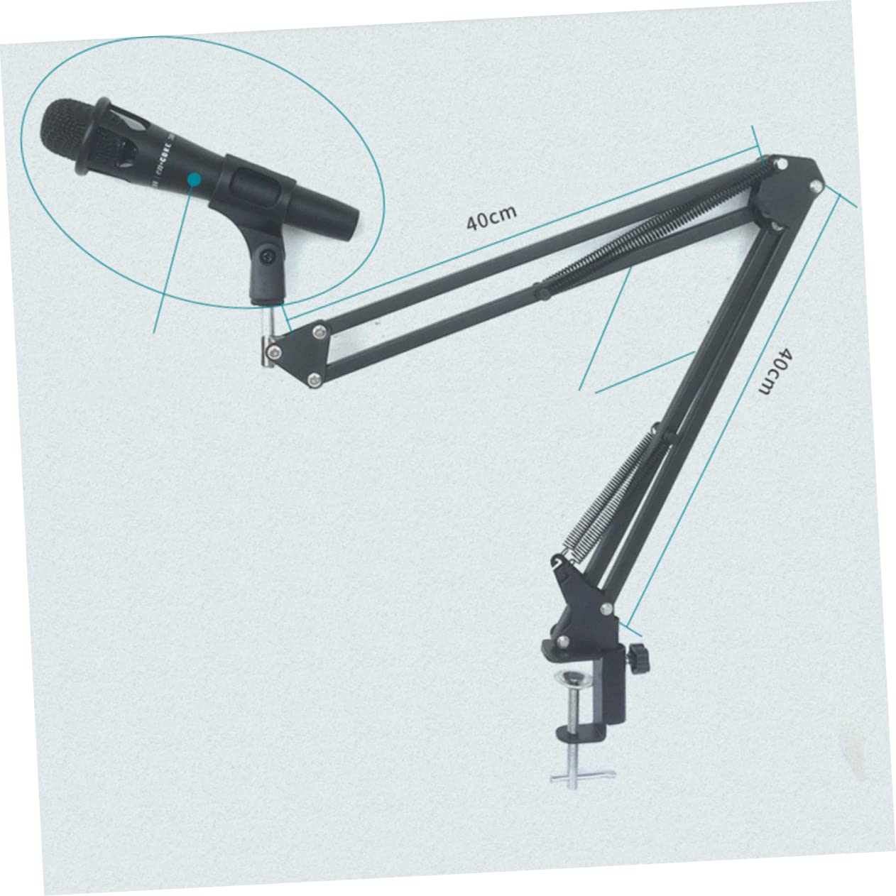 Toddmomy Adjustable Suspension Mic Table Bracket Load Bearing Microphone Mount for Home Broadcasting Video Recording and Remote Meetings Durable Iron Base Black