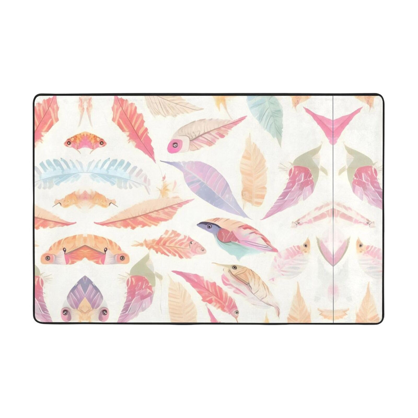 Tapis de sol absorbant en velours fin HYTTER plumes colorées 91,4 x 61 cm durable