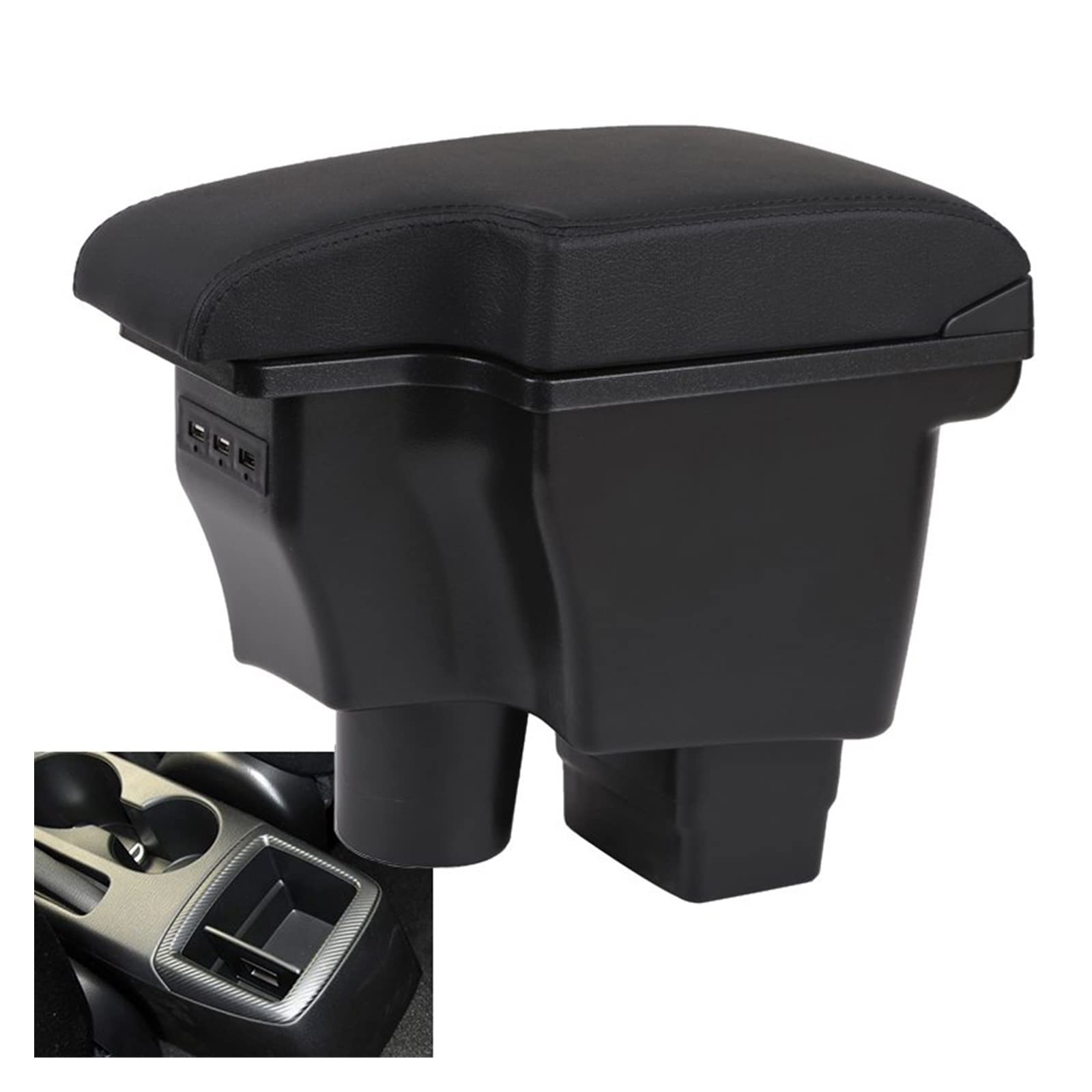 Armlehnen Für Mazda 2 Für Skyactiv CX3 Speicherinhalt Autozubehör Einziehbare Aufladung USB-Armlehnenbox Nachrüstung Für Mazda CX-3 Mittelkonsole Organizer (Farbe : A2 Black Leather)