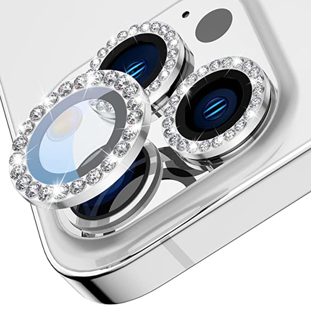Protection objectif iPhone Pro Max paillettes argent pour vos soirées