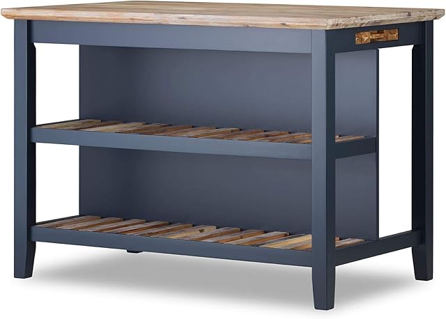 Florence Navy Blue breakfast bar with 2 shelves, tray and chopping board. Quality kitchen furniture