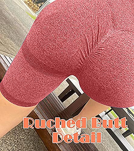 Oqq Women's Butt Lifting Yoga Shorts Workout High Waist Tummy Control Ruched Booty Pants Red #TOP2
