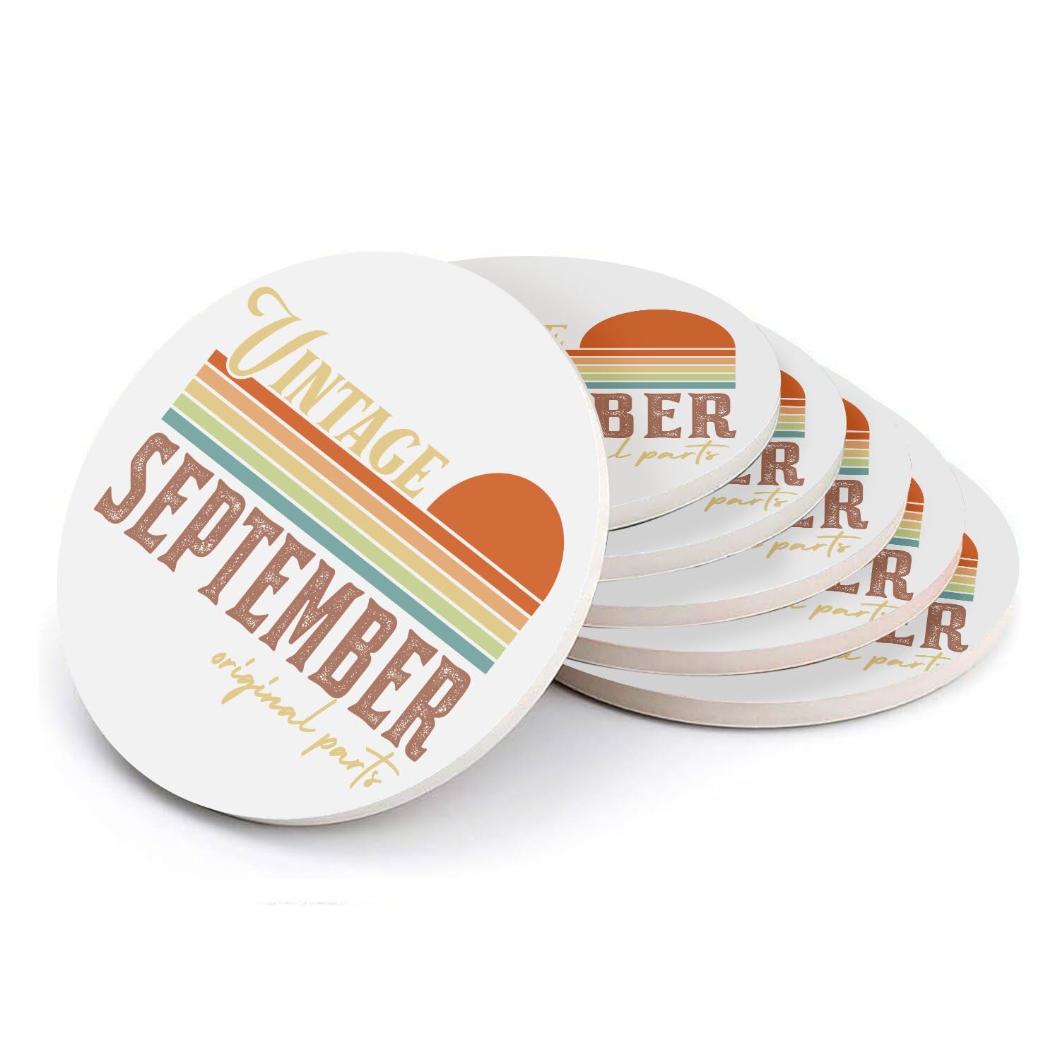 Sous-verre ronds en céramique pour apéritif retro vintage anniversaire septembre