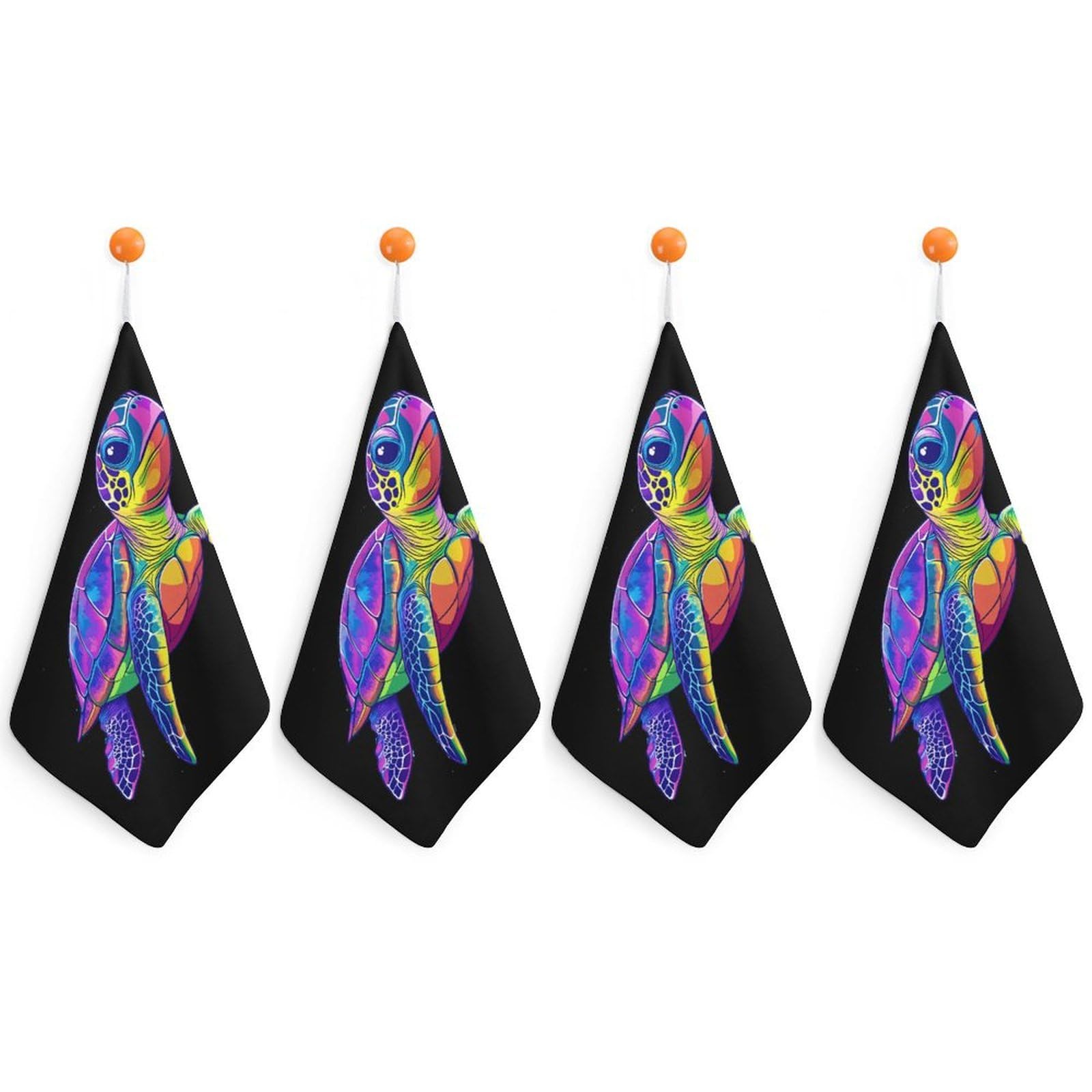 CGSBNGHA Rainbow Turtle Hand Towel Hanging Face Towels Cleaning Cloths Handkerchief for Bathroom Kitchen