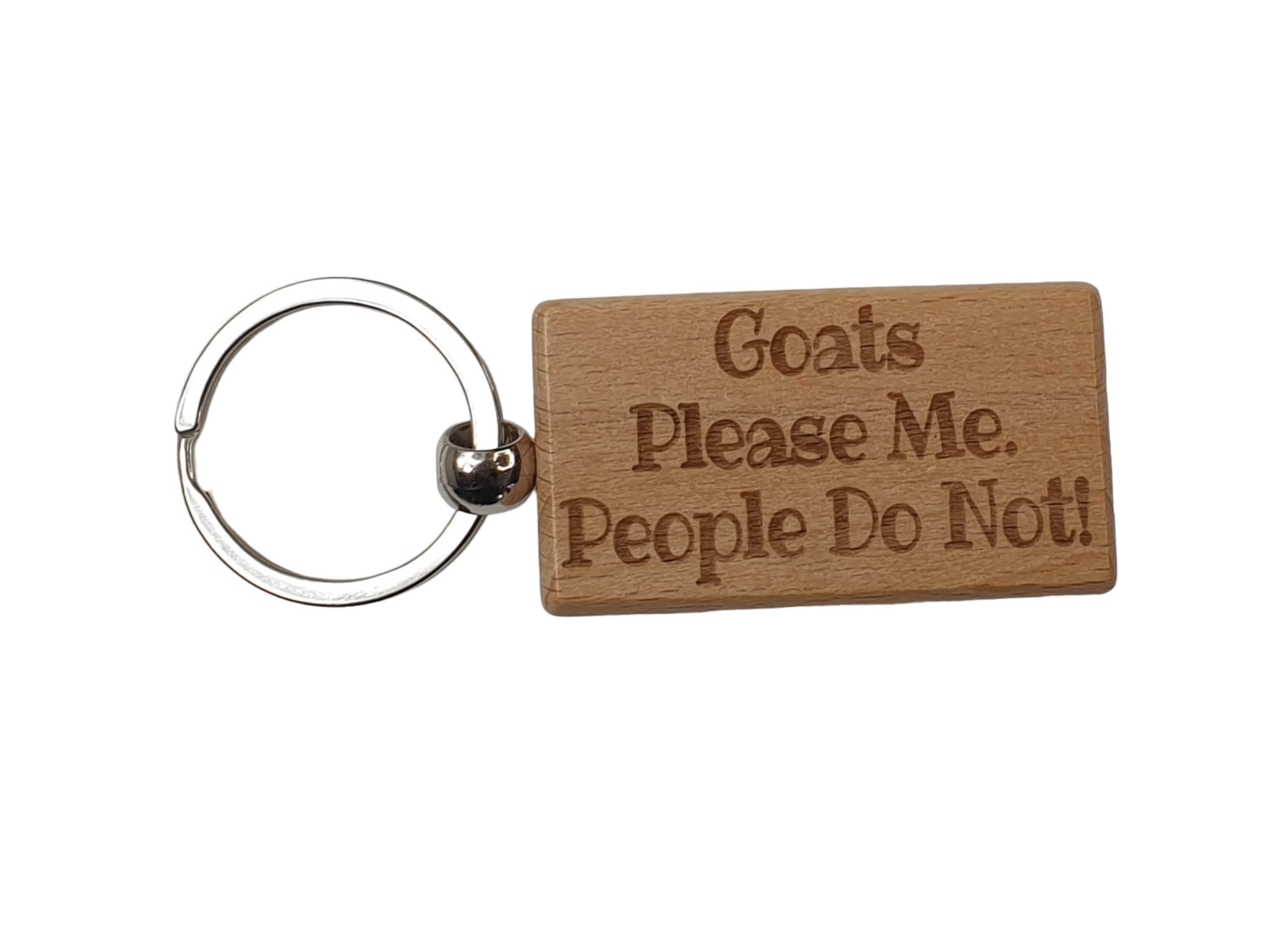 Decalarama Brown Goat Keyring Gift – Goats Please Me People Do Not - Owner Engraved Hardwood Keyring Novelty Nice Custom Gift