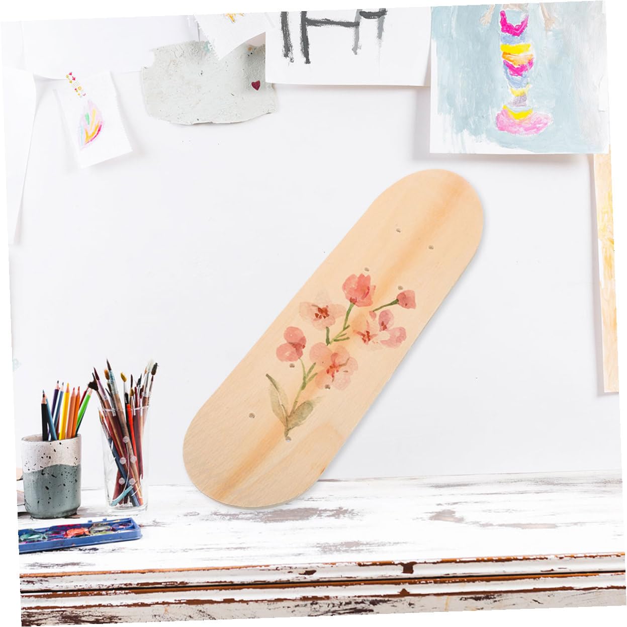 Planche de Skateboard en Bois D'érable Réversible Facile à Colorier 2pcs pour Garçon et Filles Projets Artistiques Anniversaire Bricolage