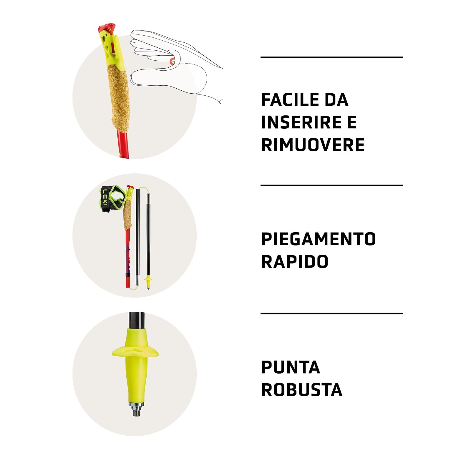LEKI Ultratrail FX.One - Bastoni da trail running, unisex, pieghevoli, in carbonio, ultraleggeri, lunghezza fissa