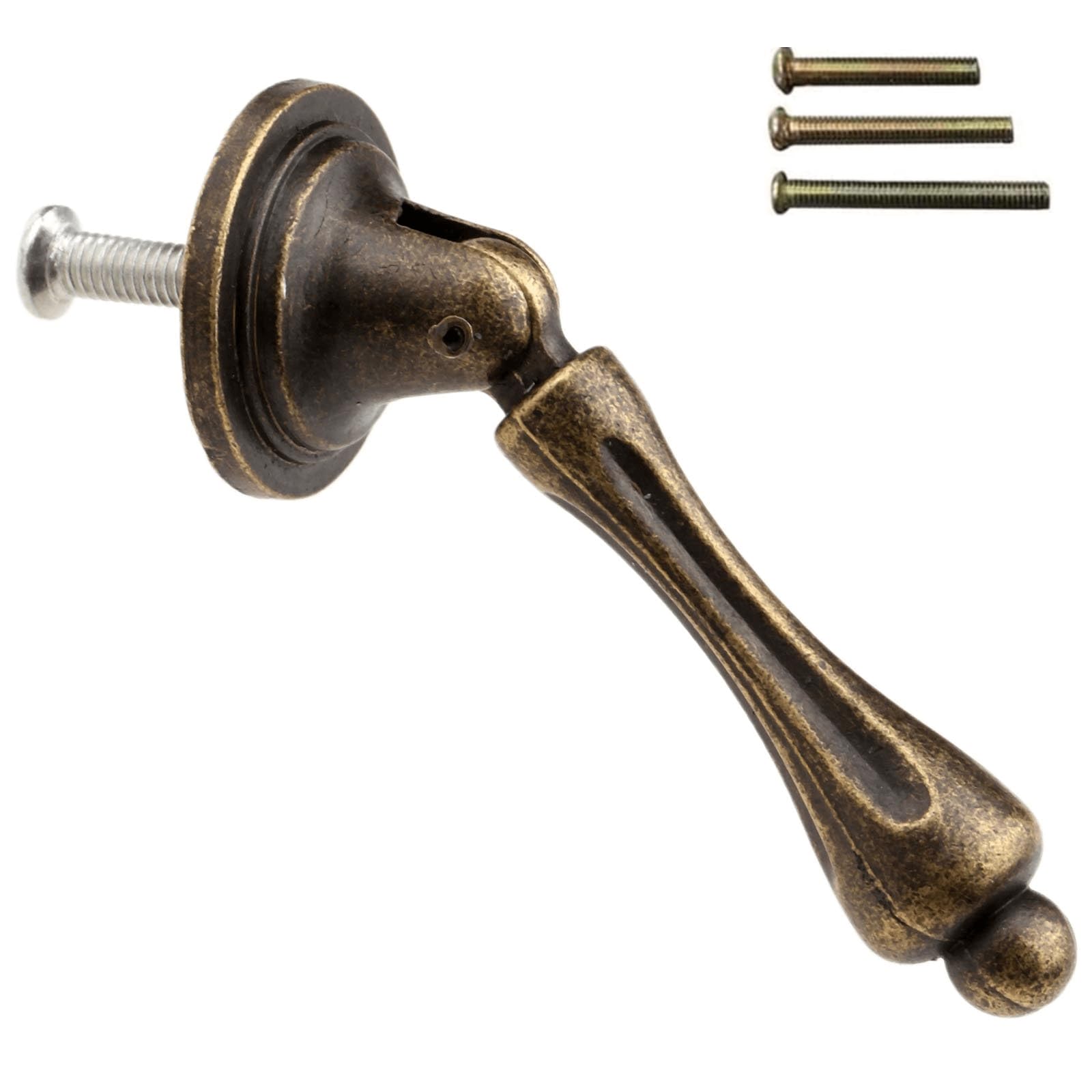 dophee Antique Bronze Single Hole Handle Pulls for Wooden Furniture Cabinet Cupboard Drawer Wardrobe Door- 2.44"x 0.94"