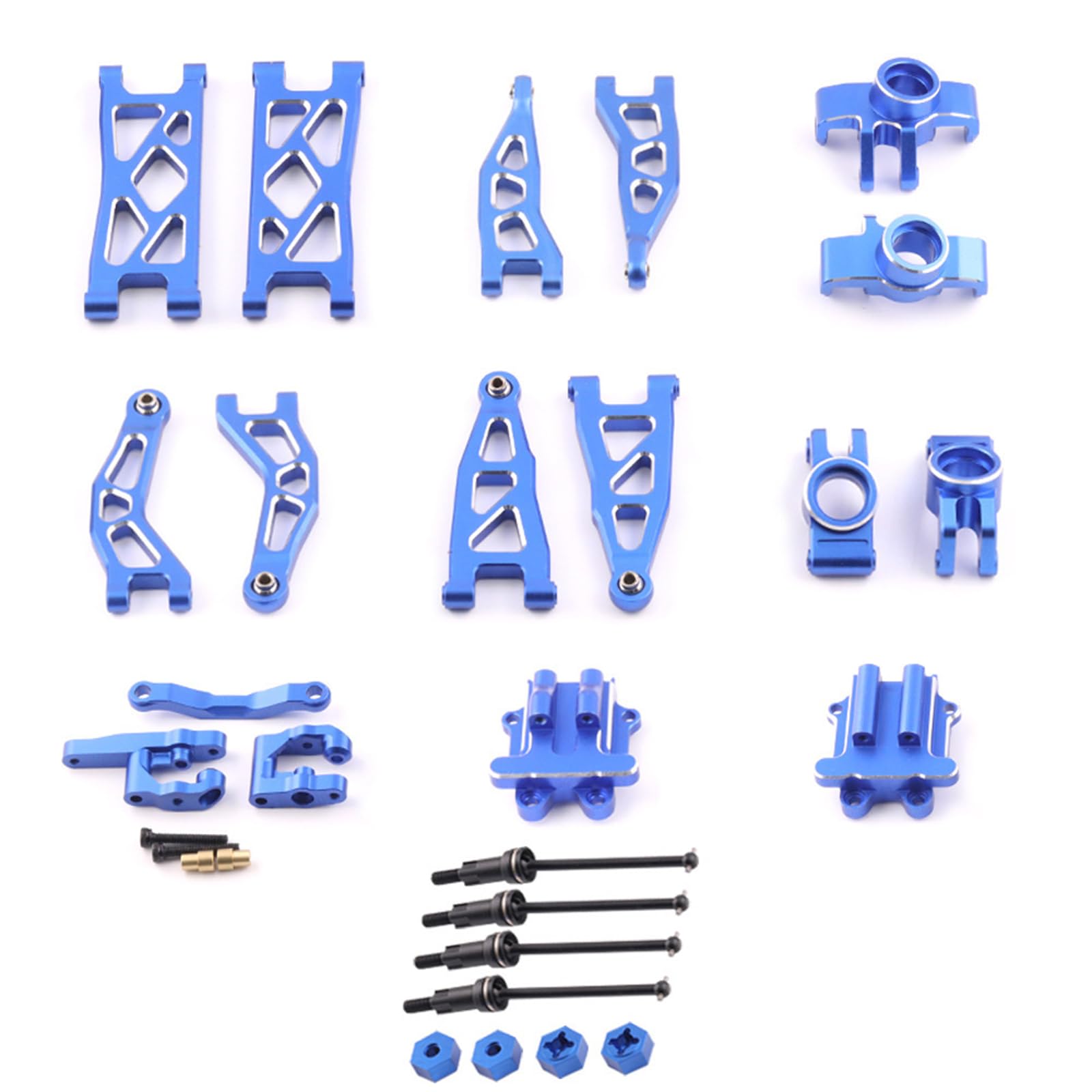 Aluminum Suspension Arm Wave Box Cover Steering Group Drive Shaft Axle Combo RC Upgrade Parts for ARRMA 1/18 2S Granite Grom RTR ARA2102 RC Car, Blue