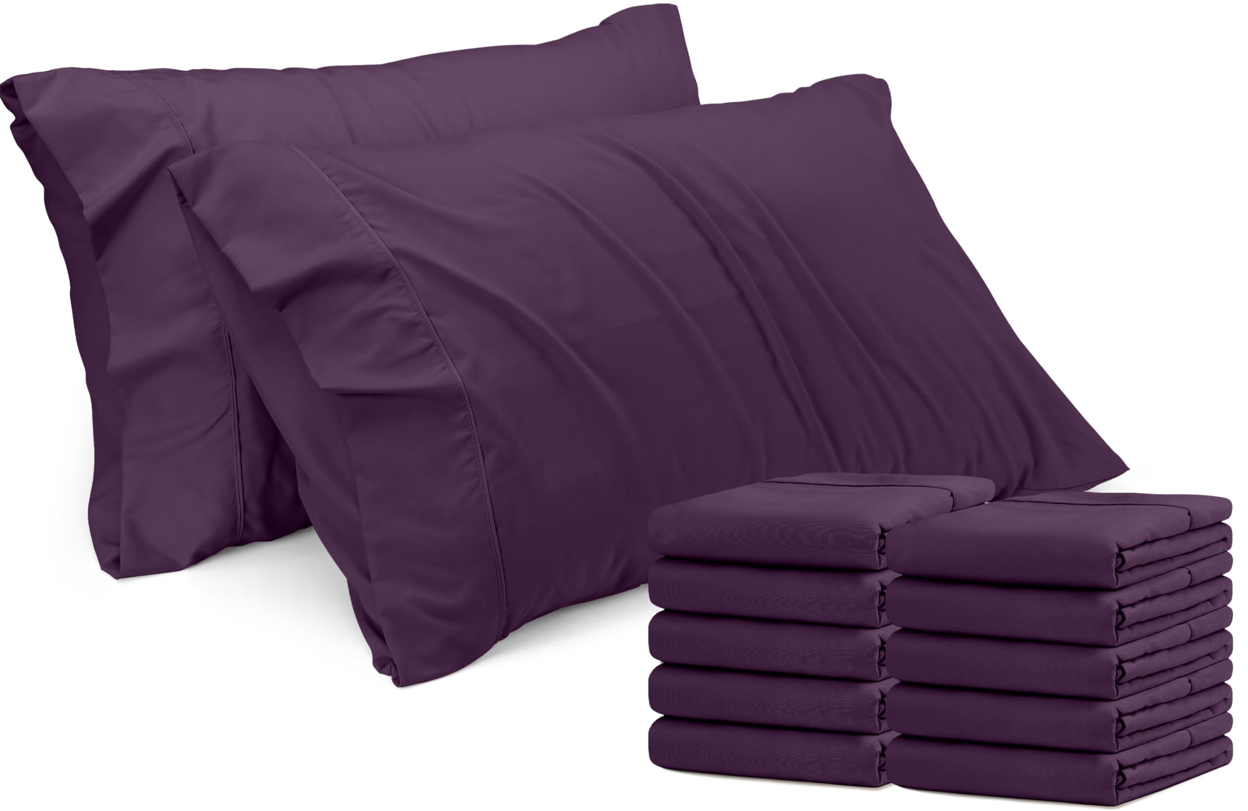 Utopia Bedding Queen Pillow Cases - 12 Pack - Envelope Closure - Soft Brushed Microfiber Fabric - Shrinkage and Fade Resistant Pillow Covers Queen Size 20 X 30 Inches (Queen, Purple)