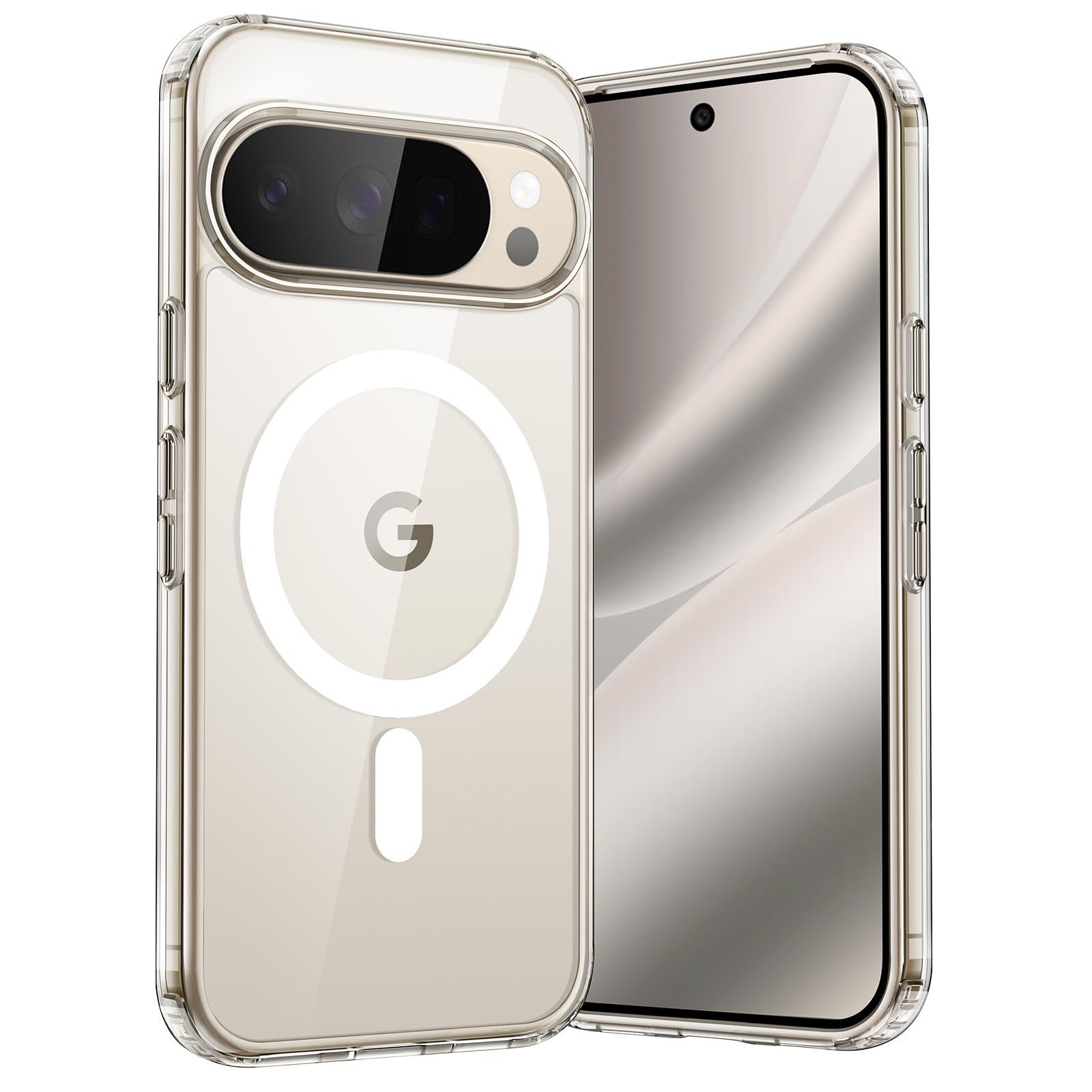 JETech Magnetic Case for Google Pixel 10/10 Pro 2025 Compatible with MagSafe and Pixelsnap Charger, Shockproof Phone Bumper Cover, Anti-Scratch Clear Back (Clear)