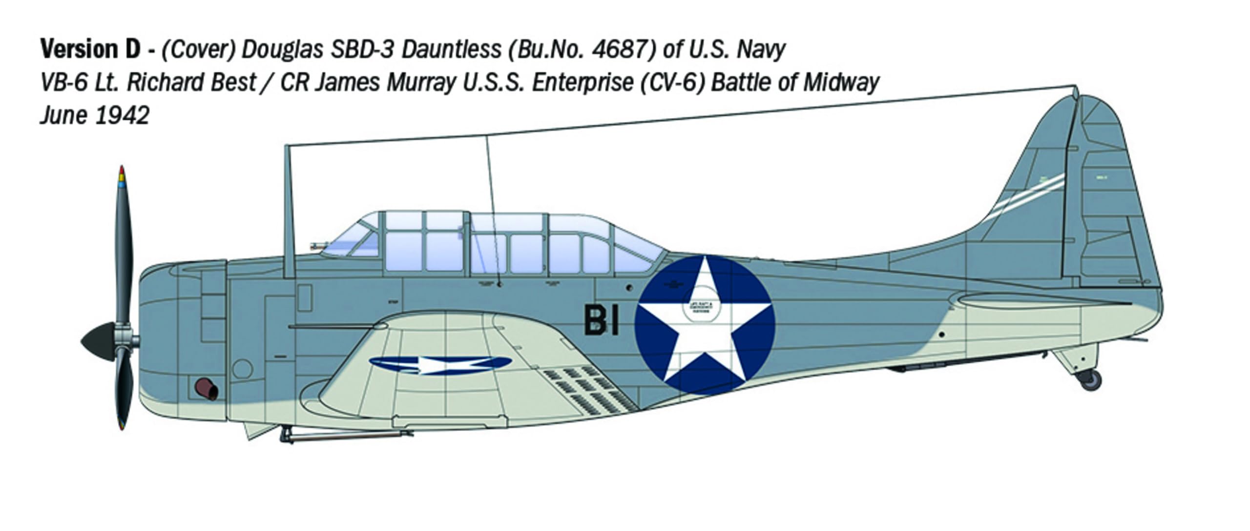 Italeri 2841 USN SBD-3 Dauntless, scala 1:48, Plastic Model Kit/Modello in plastica da montare