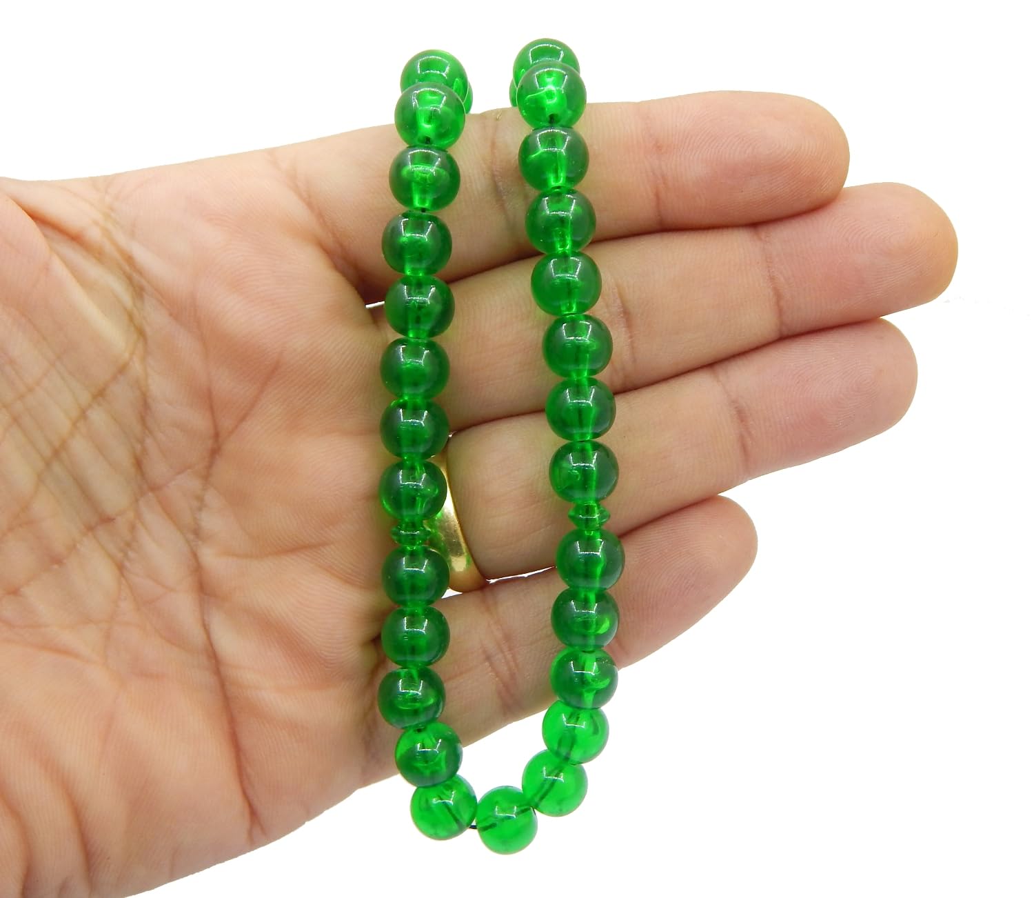 Tesbih Ottomano Dorato Fatto A Mano - Perline 12x8 Mm - Regalo Islamico 37 Cm