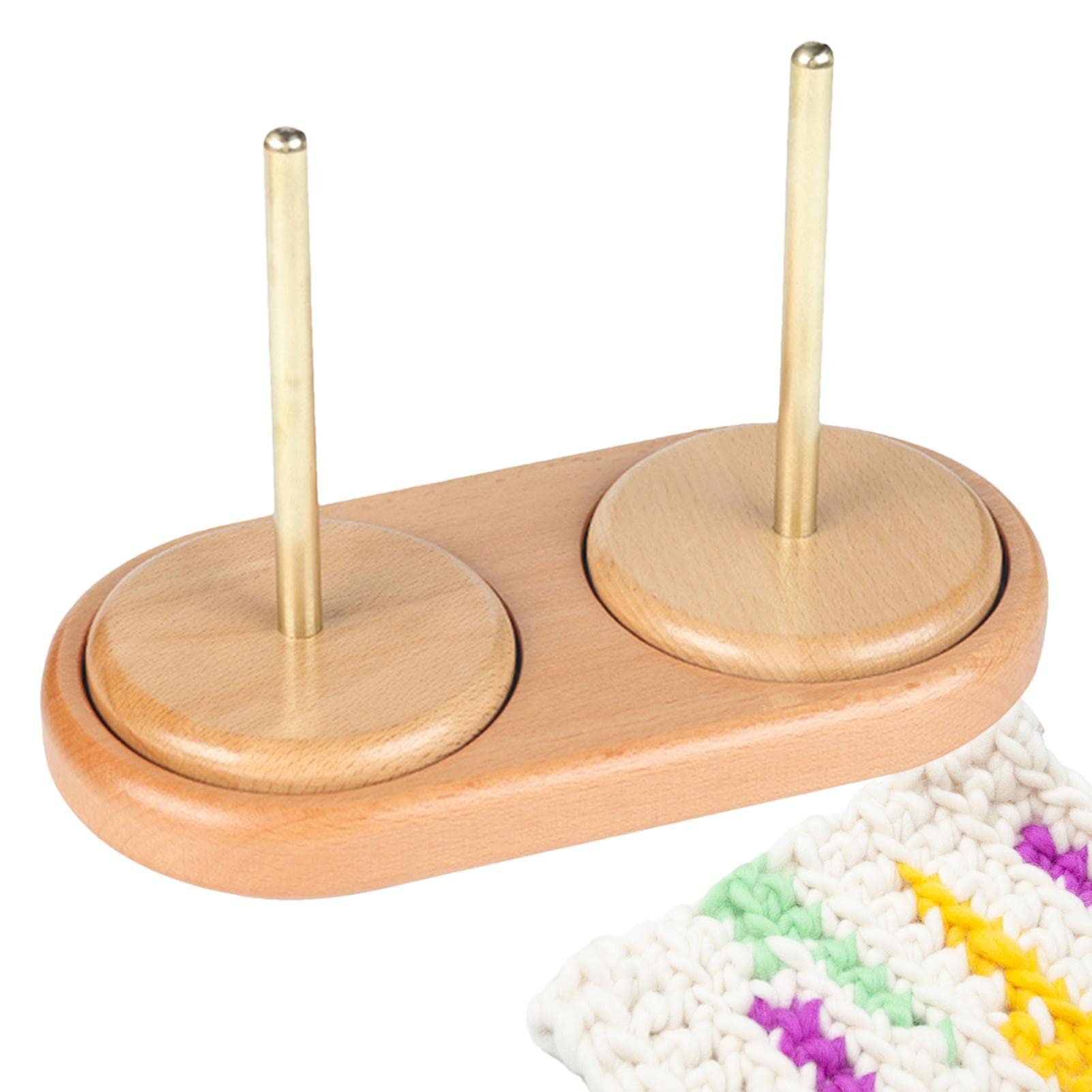 Holzspinn Garn Und Fadenhalter, Wollabwickler Holz Kugelgelagert Als Wollhalter, Garnhalter Natural Garnspender Aus Holz, Wollabwickler Für Knotenfreies, Gleichmäßiges Stricken Und Häkeln (Biaxial)