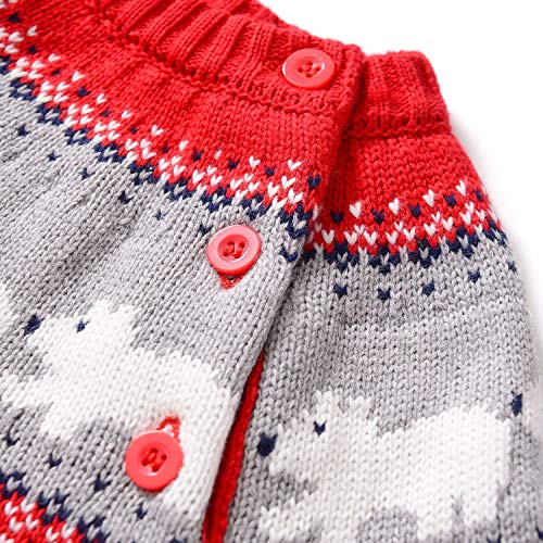 JGJSTAR Suéter de tricô infantil para meninos e meninas com gola redonda e gola redonda, Vermelho, 4