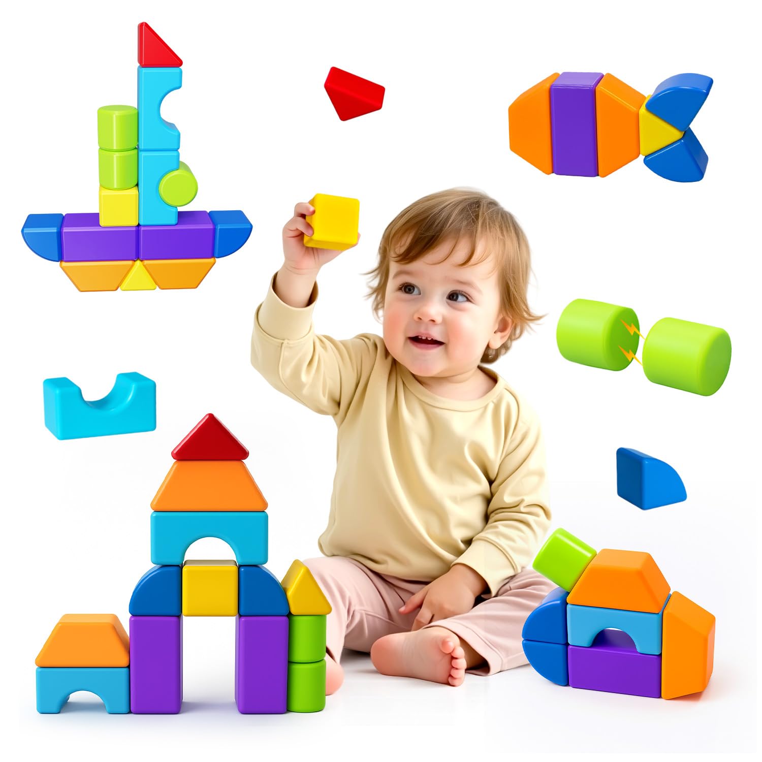 Magnetic Building Blocks for Kids - 3D Shapes -8