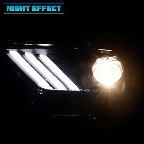 Miniatura 6 de WolfX Faros delanteros para Ford Mustang Coupe y convertible 2015 2016 2017, compatible con Shelby GT350 2016-2020, GT500 2020-2021 OE conjunto de