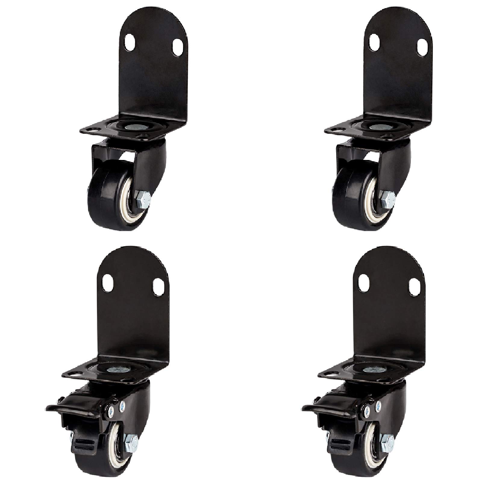 Roues en caoutchouc à 360 degrés pour meuble et établi lot de 4 roulettes pivotantes en L noir