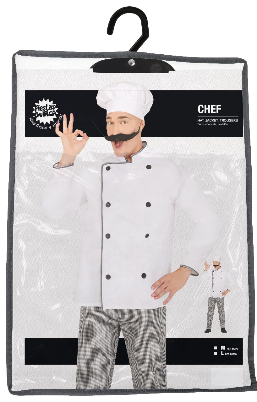FIESTAS GUIRCA Big Chef Mens Fancy Dress Costume, Complete Chef Cook Costume with Chef Hat, Jacket and Trousers - Image 4